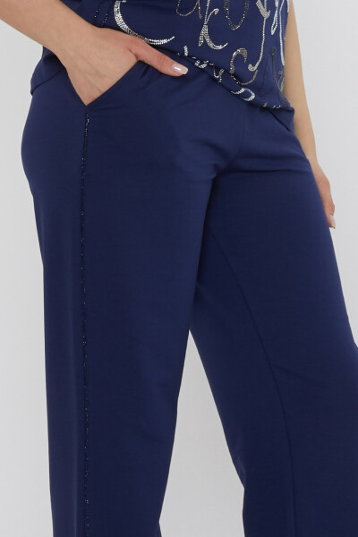 Eşofman Takımı Harf Taş İşlemeli Lacivert - 17906 | KAZEE (3'lü Set M-L-XL) - 6