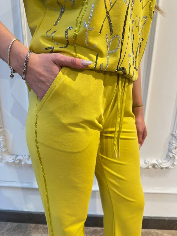 Eşofman Takımı Harf Taş İşlemeli Sarı - 17906 | KAZEE (3'lü Set M-L-XL) - 5