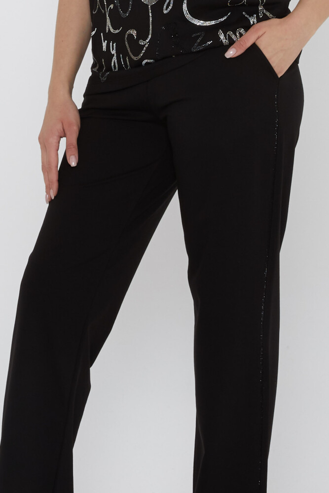 Eşofman Takımı Harf Taş İşlemeli Siyah - 17906 | KAZEE (3'lü Set M-L-XL) - 5