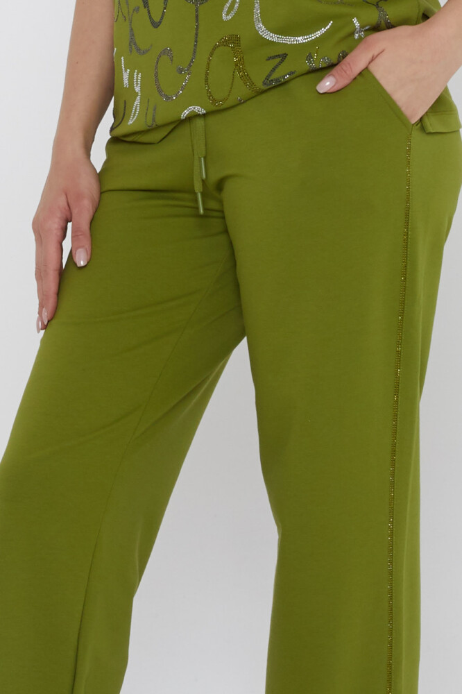 Eşofman Takımı Harf Taş İşlemeli Yeşil - 17906 | KAZEE (3'lü Set M-L-XL) - 5