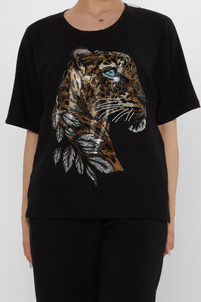 Eşofman Takımı Kaplan Desenli Siyah - 17876 | KAZEE (3'lü Set L-XL-2XL) - 4