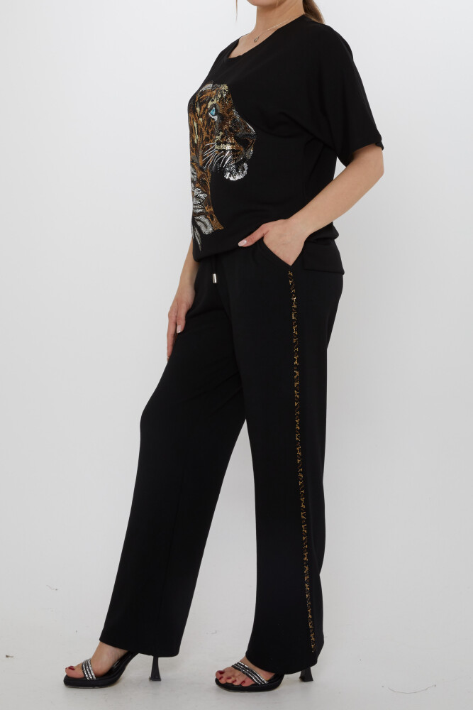 Eşofman Takımı Kaplan Desenli Siyah - 17876 | KAZEE (3'lü Set L-XL-2XL) - 6