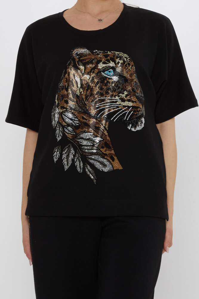 Eşofman Takımı Kaplan Desenli Siyah - 17876 | KAZEE (3'lü Set L-XL-2XL) - 4