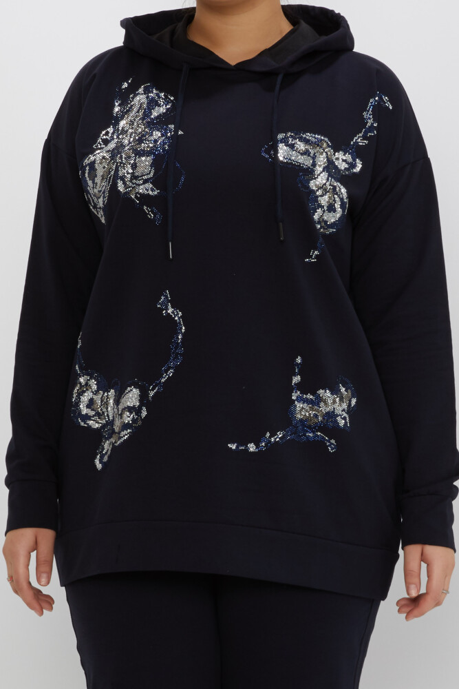 Eşofman Takımı Kapüşon Detaylı Lacivert - 17897 | KAZEE (3'lü Set M-L-XL) - 2