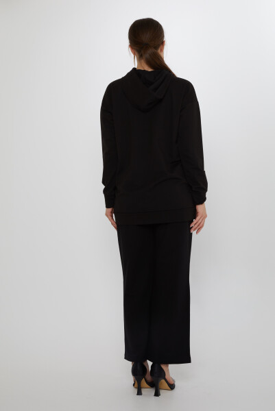 Eşofman Takımı Kapüşon Detaylı Siyah - 17896 | KAZEE (3'lü Set M-L-XL) - 9