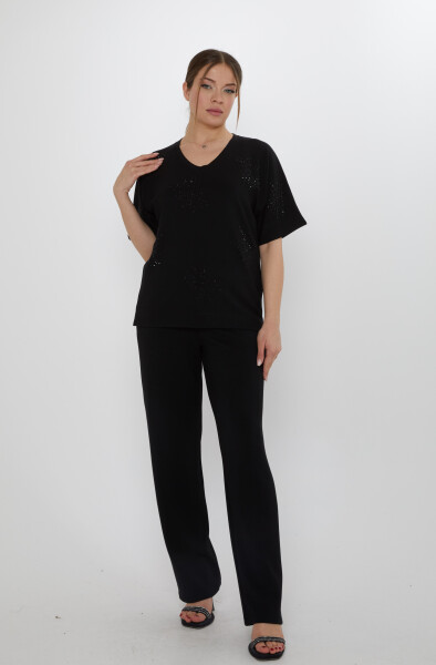 Eşofman Takımı Kısa Kollu Siyah - 17893 | KAZEE (3'lü Set M-L-XL) - Kazee