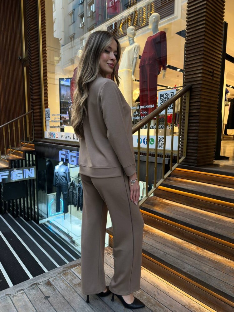 Eşofman Takımı Leopar Detaylı Bej - 17958 | KAZEE (3'lü Set M-L-XL) - 6