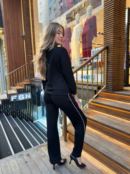 Eşofman Takımı Leopar Detaylı Siyah - 17958 | KAZEE (3'lü Set M-L-XL) - 6