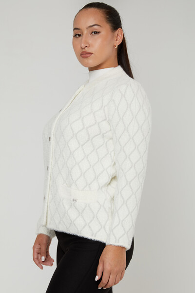 آنگورا ژاکت کش باف پشمی گلیتر اکرو دکمه دار - 30817 | KAZEE (مجموعه 4 M-L-XL-2XL) - KAZEE 