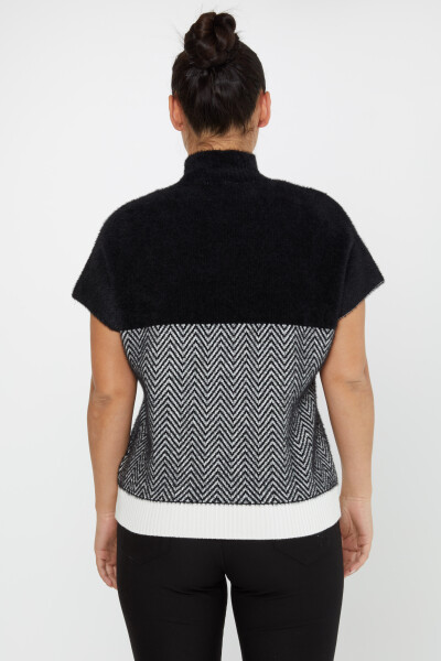 لباس بافتنی آنگورا مدل رنگارنگ آستین کوتاه مشکی - 30187 | KAZEE (مجموعه 3 S-M-L) - 5