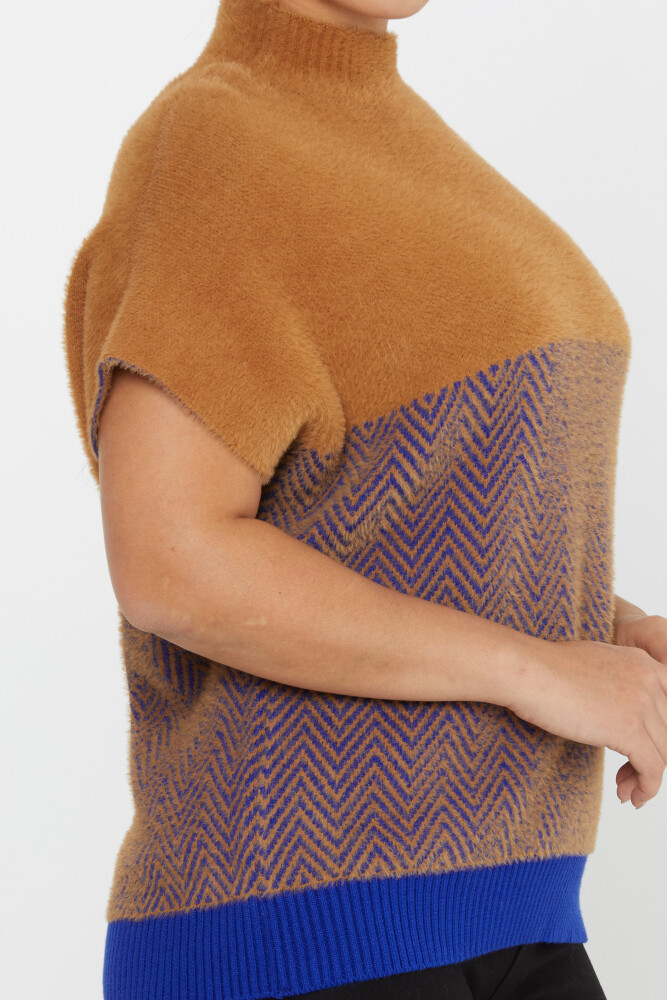 لباس بافتنی آنگورا ساکس آستین کوتاه طرح دار رنگی - 30187 | KAZEE (مجموعه 3 S-M-L) - 4