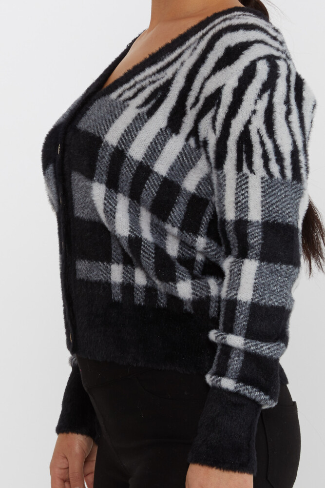 Angora Cardigan Transition Color Buttoned Color Black-Ecru - 30586 | KAZEE (مجموعه 3 S-M-L) - 3