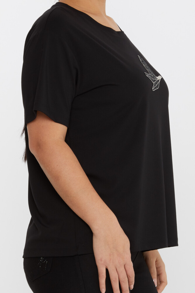 بلوز طرح پرنده سنگ دوزی مشکی - 79995 | KAZEE (ست 3 M-L-XL) - 4