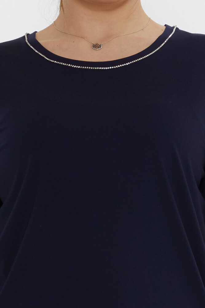 سنگ یقه بلوز با جزئیات آبی سرمه ای - 80030 | KAZEE (ست 3 M-L-XL) - 4