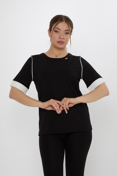 بلوز یقه خدمه مشکی - 80028 | KAZEE (ست 3 M-L-XL) - KAZEE 