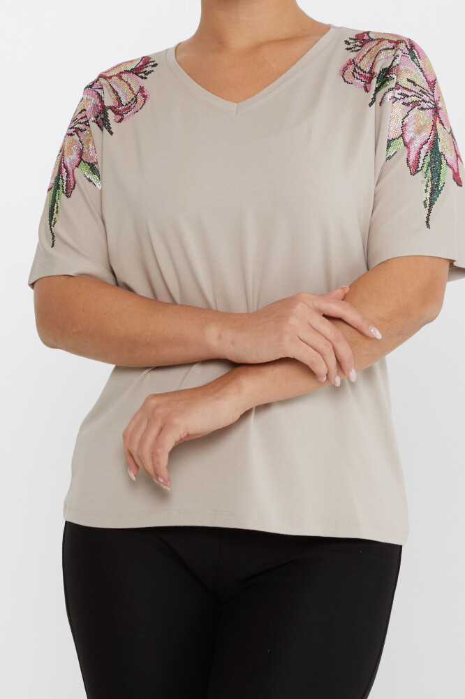 راسو آستین کوتاه بلوز گل دوزی شده - 79585 | KAZEE (مجموعه 4 M-L-XL-2XL) - 3