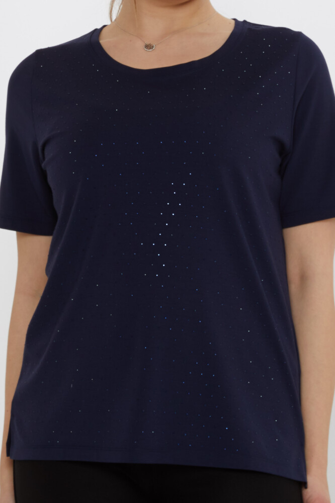 بلوز آستین کوتاه سرمه ای - 80033 | KAZEE (ست 3 M-L-XL) - 3