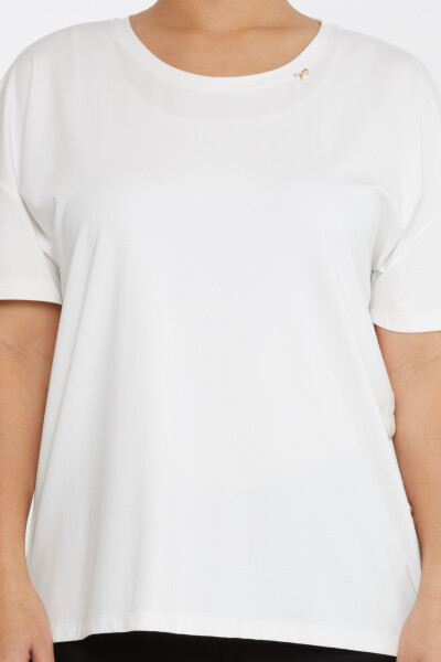 بلوز اکرو آستین کوتاه دکمه دار سنگی - 79998 | KAZEE (ست 3 M-L-XL) - 3