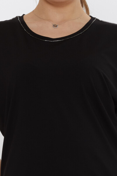 بلوز سنگ دوزی مشکی - 80031 | KAZEE (ست 3 M-L-XL) - 4