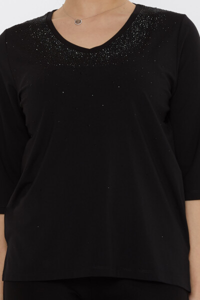 بلوز سنگ دوزی مشکی - 80034 | KAZEE (ست 3 M-L-XL) - 3