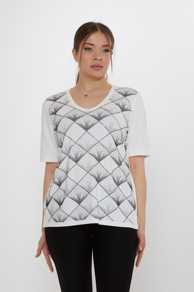 بلوز V یقه اکرو - 80086 | KAZEE (مجموعه 3 عددی L-XL-2XL) - 1