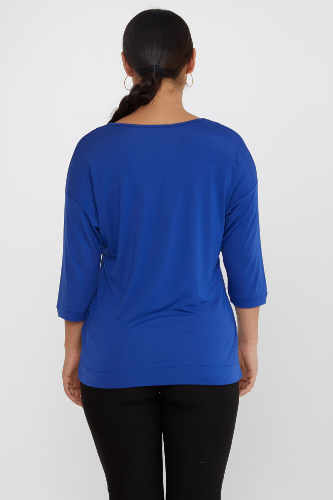 بلوز V یقه ساکس سنگی - 80029 | KAZEE (مجموعه 3 عددی L-XL-2XL) - 5