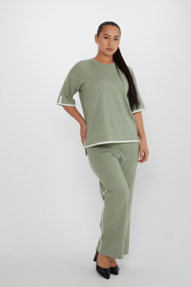 ست دو تکه چاک دار آستین کوتاه جزیی لایت خاکی - 31232 | KAZEE (مجموعه 2 M-L) - 1