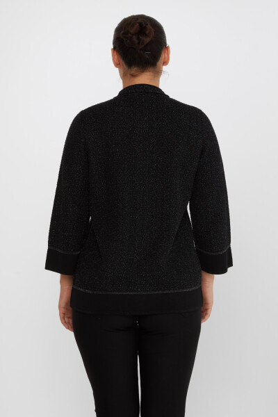 بافتنی ژاکت کش باف پشمی جزئیات دکمه ای مشکی - 30075 | KAZEE (مجموعه 3 عددی L-XL-2XL) - 6