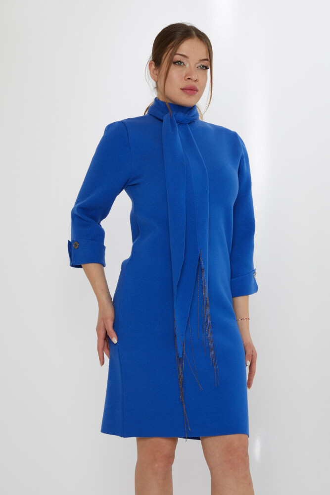 روسری بافتنی ساکس با جزئیات - 30968 | KAZEE (مجموعه 3 S-M-L) - 2