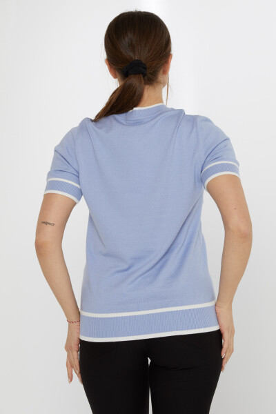 ژاکت بافتنی بروچ با جزئیات آبی-اکرو - 31292 | KAZEE (مجموعه 4 M-L-XL-2XL) - 5