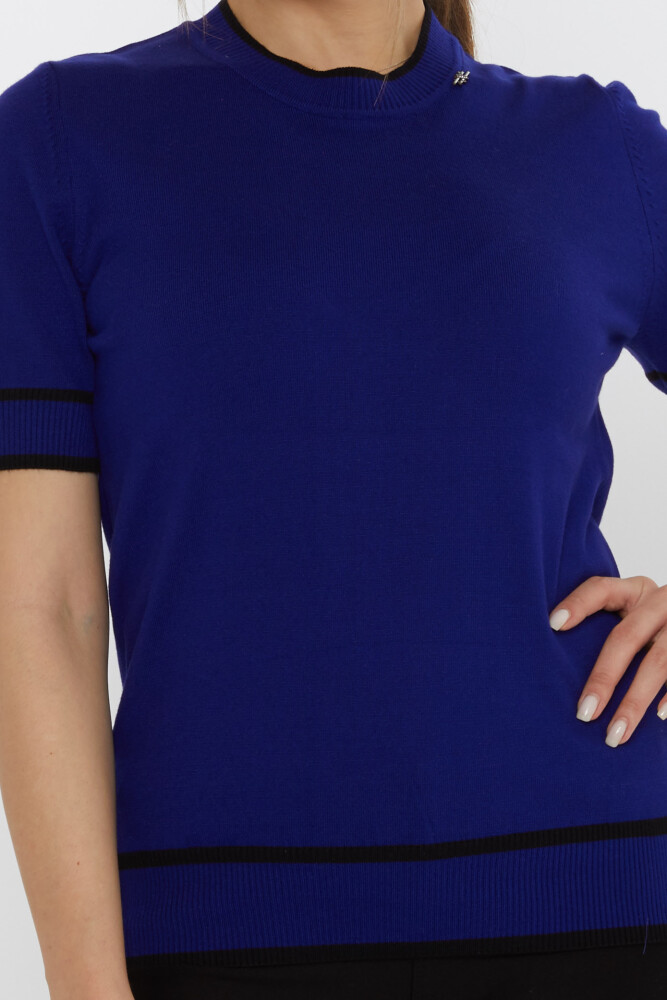 ژاکت بافتنی سنجاق سینه با جزئیات ساکسی مشکی - 31292 | KAZEE (مجموعه 4 M-L-XL-2XL) - 3