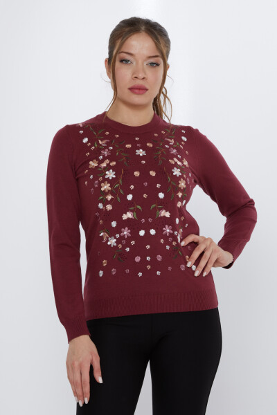 ژاکت بافتنی گلدوزی رنگارنگ کلارت قرمز - 31122 | KAZEE (ست 3 M-L-XL) - KAZEE 