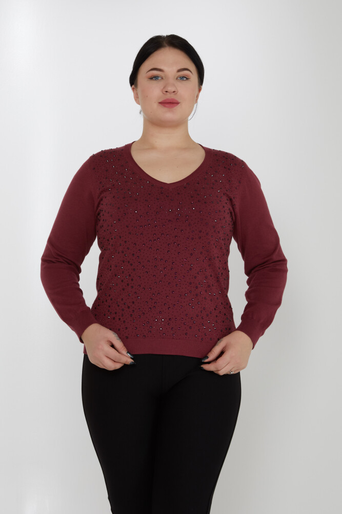 ژاکت بافتنی کاشی آستین بلند با سنگ کریستال دوزی - 31213 | KAZEE (ست 3 M-L-XL) - 1