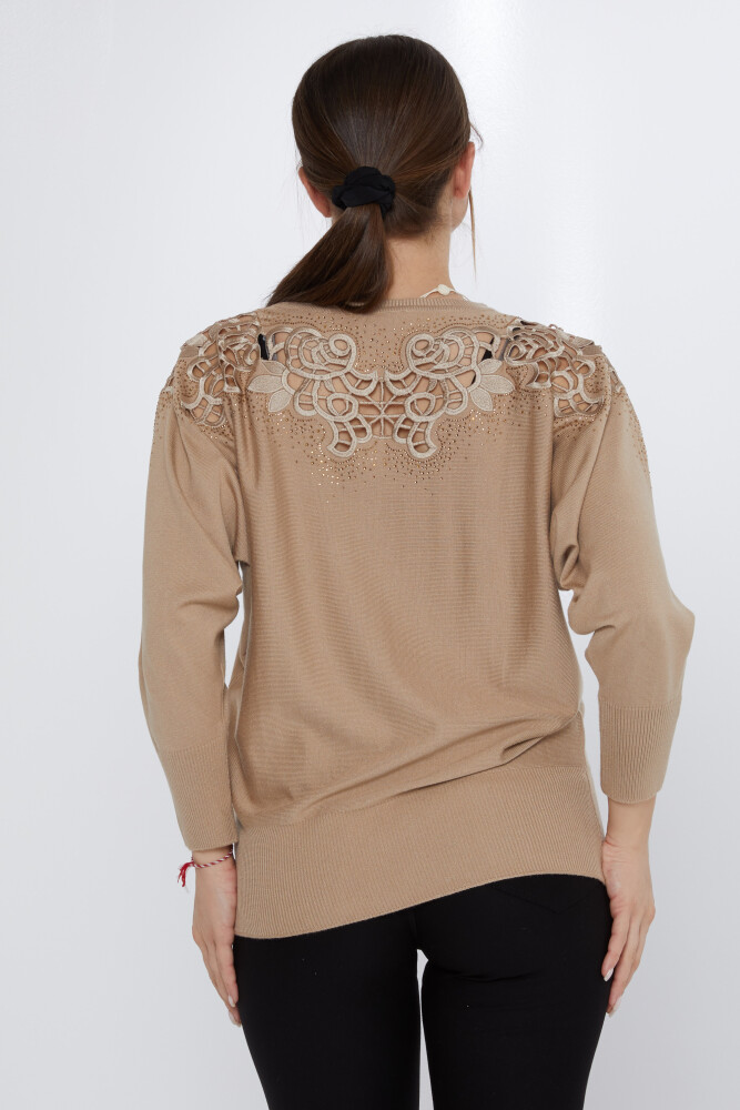 ژاکت بافتنی با ریزه کاری دکلته بژ - 31288 | KAZEE (ست 3 M-L-XL) - 5