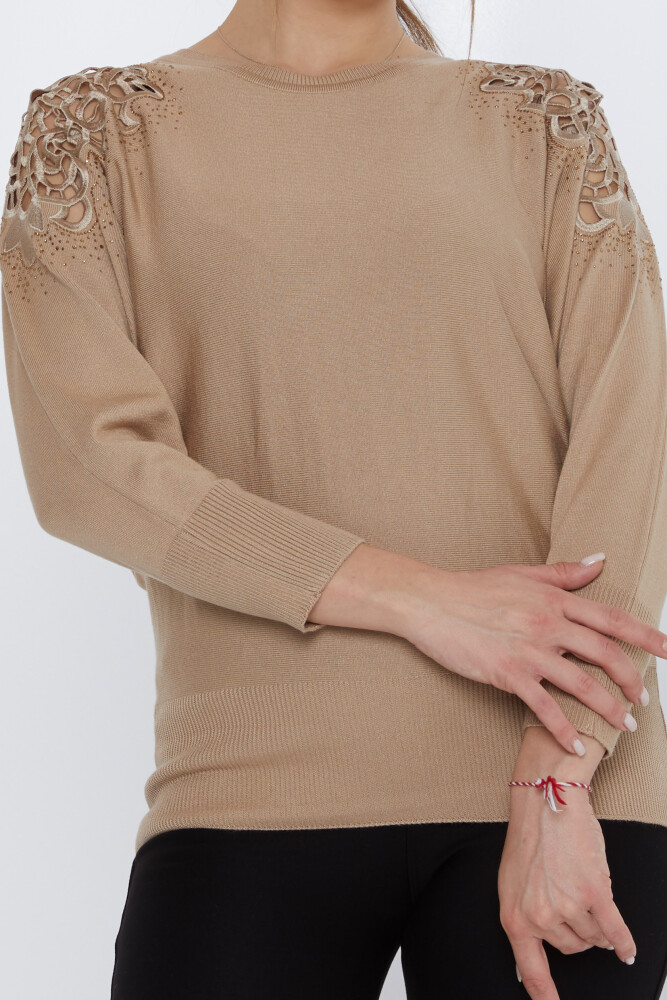 ژاکت بافتنی با ریزه کاری دکلته بژ - 31288 | KAZEE (ست 3 M-L-XL) - 3