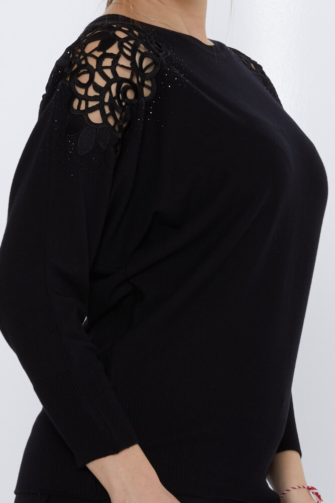 ژاکت بافتنی با جزئیات کم رنگ مشکی - 31288 | KAZEE (ست 3 M-L-XL) - 4