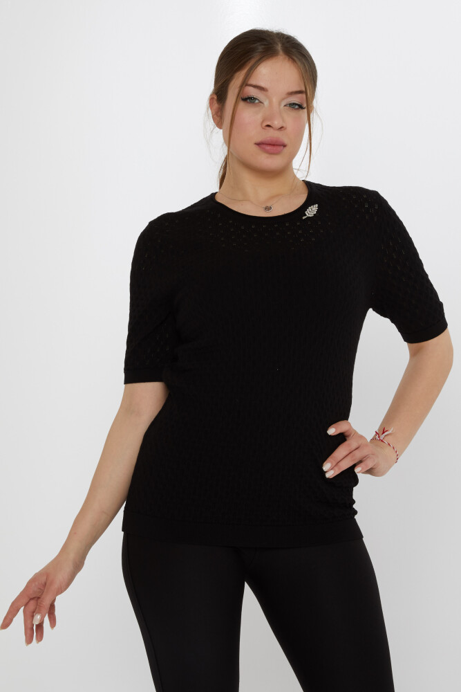 ژاکت بافتنی سنجاق برگی مشکی - 31811 | KAZEE (ست 3 M-L-XL) - 1