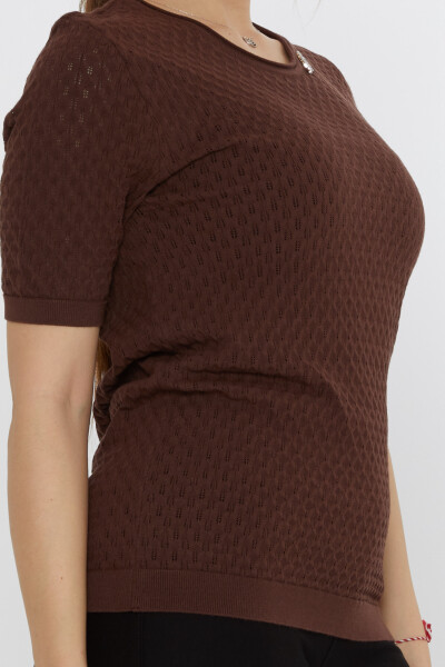 ژاکت بافتنی برگی بروش قهوه ای - 31811 | KAZEE (ست 3 M-L-XL) - 4