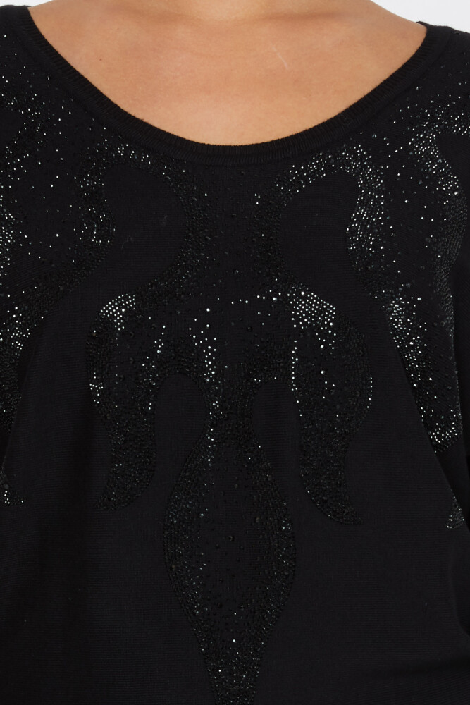 ژاکت بافتنی آستین بلند سنگ دوزی مشکی - 30996 | KAZEE (مجموعه 2 M-L) - 3