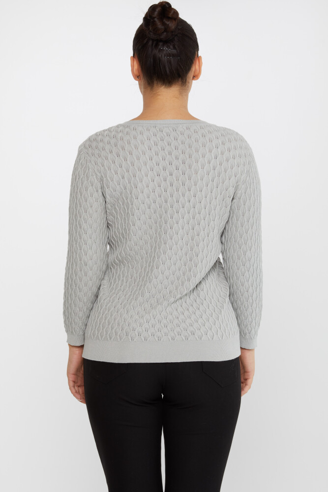 ژاکت بافتنی خود طرح V یقه خاکستری - 31247 | KAZEE (ست 3 M-L-XL) - 5