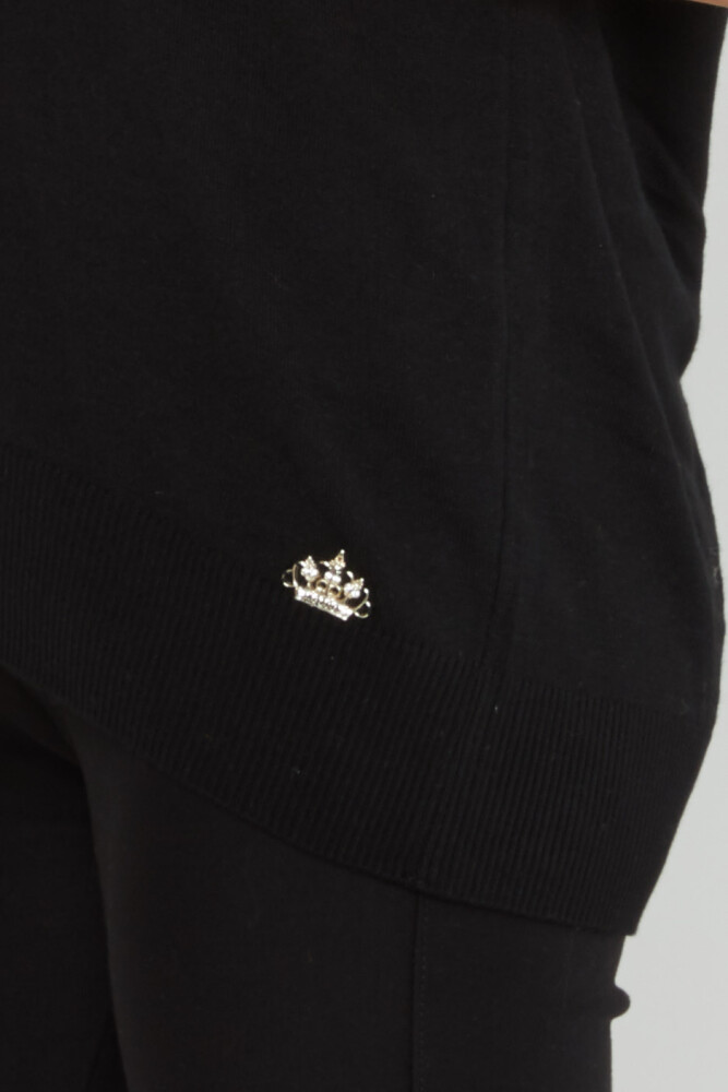 ژاکت بافتنی آرم آستین کوتاه مشکی - 16271 | KAZEE (مجموعه 4 عددی L-XL-2XL-3XL) - 3