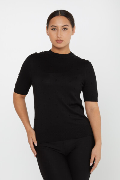 ژاکت بافتنی آستین کوتاه خود طرح مشکی - 30131 | KAZEE (مجموعه 4 M-L-XL-2XL) 