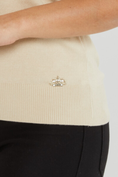 ژاکت بافتنی آرم آستین کوتاه استخوانی - 16271 | KAZEE (مجموعه 4 عددی L-XL-2XL-3XL) - 4