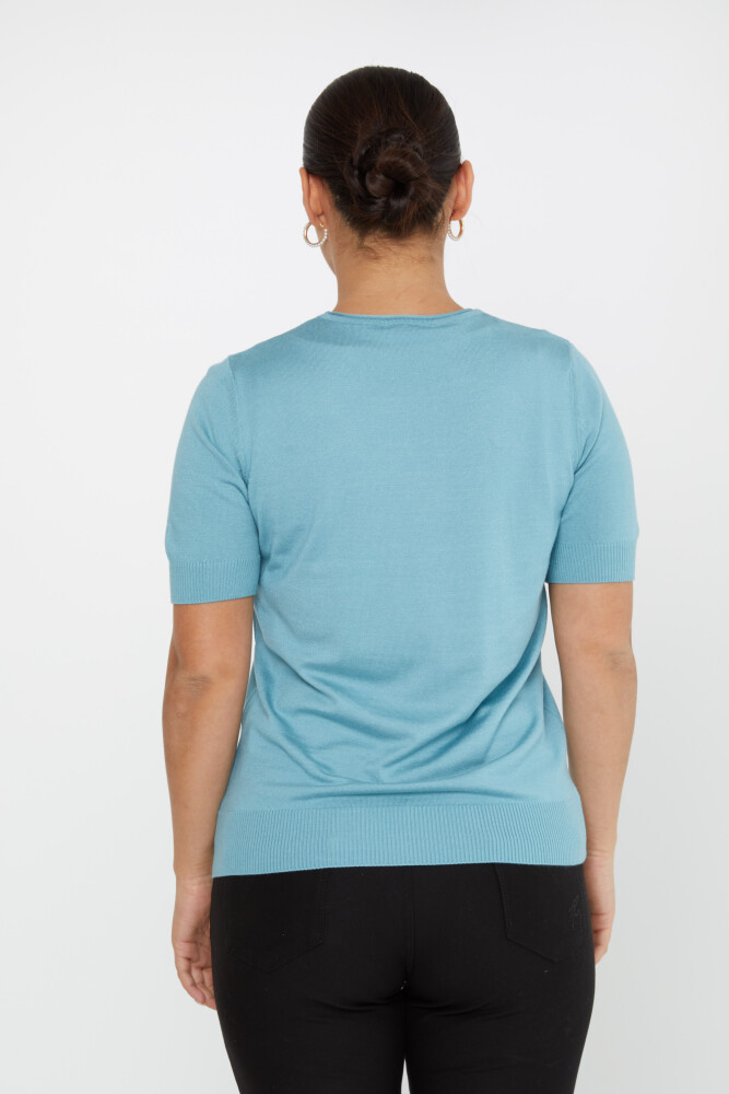 ژاکت بافتنی لوگوی آستین کوتاه آبی تیره - 16271 | KAZEE (مجموعه 4 عددی L-XL-2XL-3XL) - 5