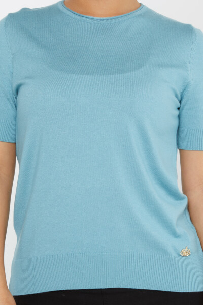 ژاکت بافتنی لوگوی آستین کوتاه آبی تیره - 16271 | KAZEE (مجموعه 4 عددی L-XL-2XL-3XL) - 3