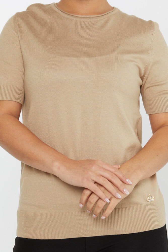 ژاکت بافتنی لوگوی آستین کوتاه Mink - 16271 | KAZEE (مجموعه 4 عددی L-XL-2XL-3XL) - 3