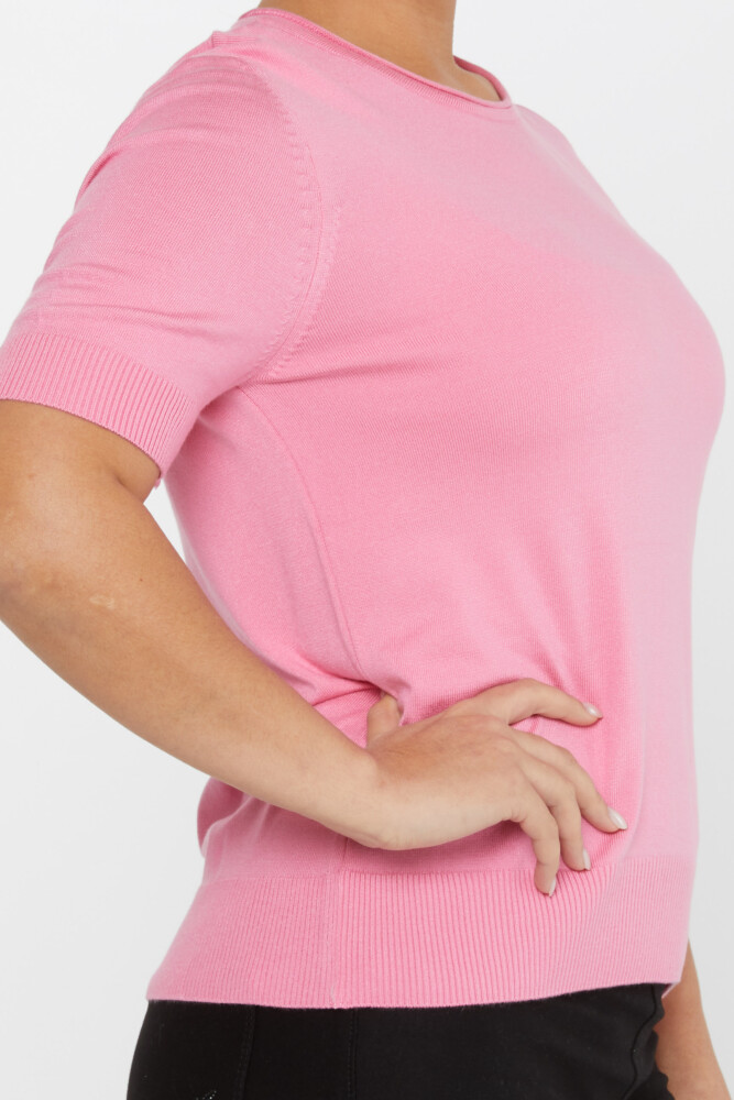 ژاکت بافتنی آرم آستین کوتاه صورتی - 16271 | KAZEE (مجموعه 4 عددی L-XL-2XL-3XL) - 4