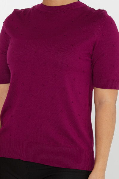 ژاکت بافتنی آستین کوتاه بنفش طرح دار - 30131 | KAZEE (مجموعه 4 M-L-XL-2XL) - 4