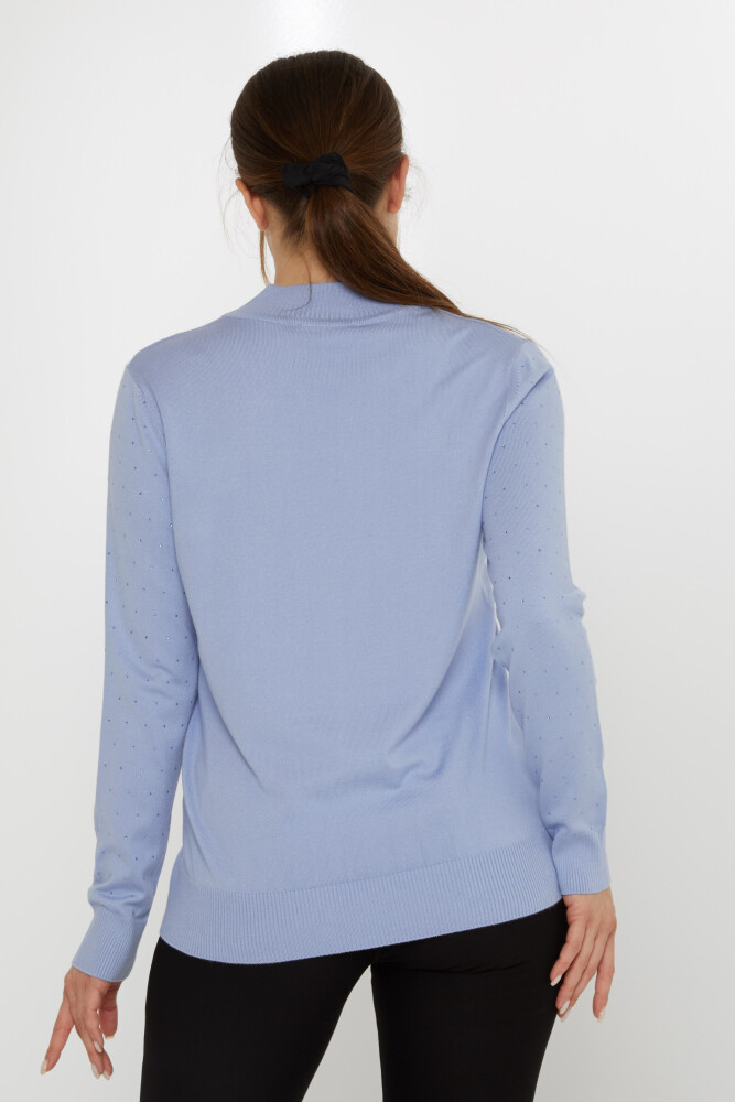 ژاکت بافتنی سنگ دوزی آبی - 31513 | KAZEE (مجموعه 3 عددی L-XL-2XL) - 5