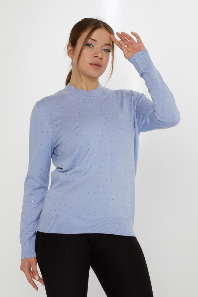 ژاکت بافتنی سنگ دوزی آبی - 31513 | KAZEE (مجموعه 3 عددی L-XL-2XL) - 1